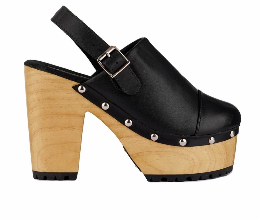 Block Heels * | Women'S Rag & Co Alona Block Heel Platform Clogs