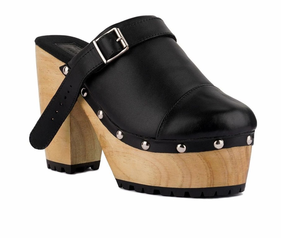 Block Heels * | Women'S Rag & Co Alona Block Heel Platform Clogs