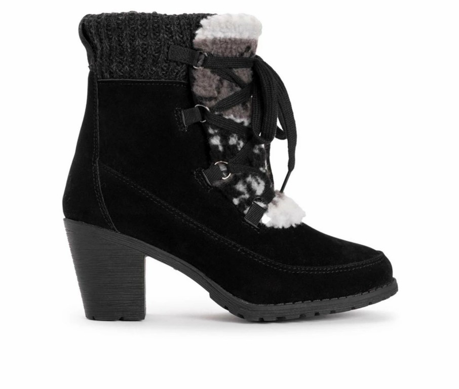 Heeled Boots * | Women'S Muk Luks Lacy Lilah Lace Up Heeled Booties