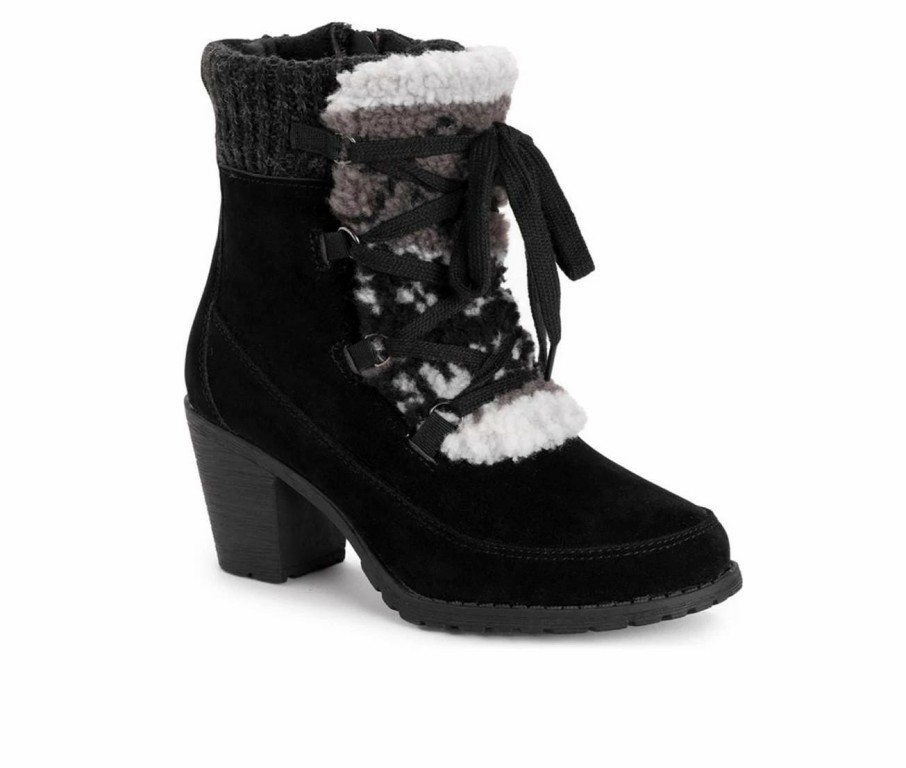 Heeled Boots * | Women'S Muk Luks Lacy Lilah Lace Up Heeled Booties