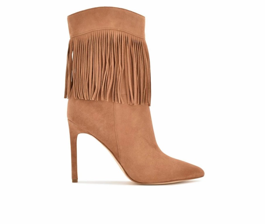 Heeled Boots * | Women'S Nine West Tries Heeled Fringe Booties