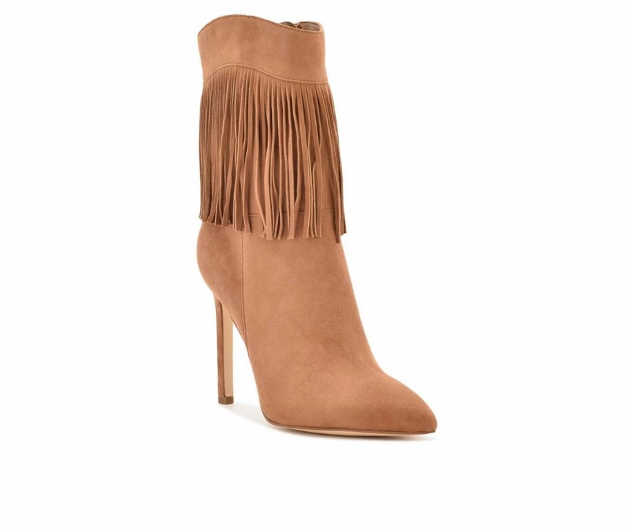 Heeled Boots * | Women'S Nine West Tries Heeled Fringe Booties